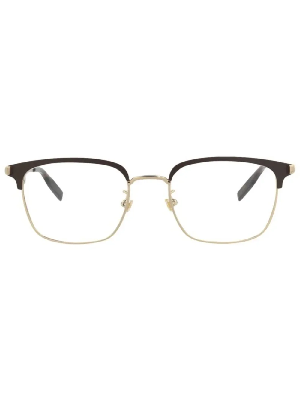 New Montblanc Women's Eyeglasses Square Rectangle Metal Frame Mens Gold Gold